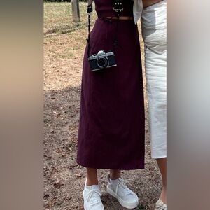 Burgundy linen & Other Stories wrap skirt
